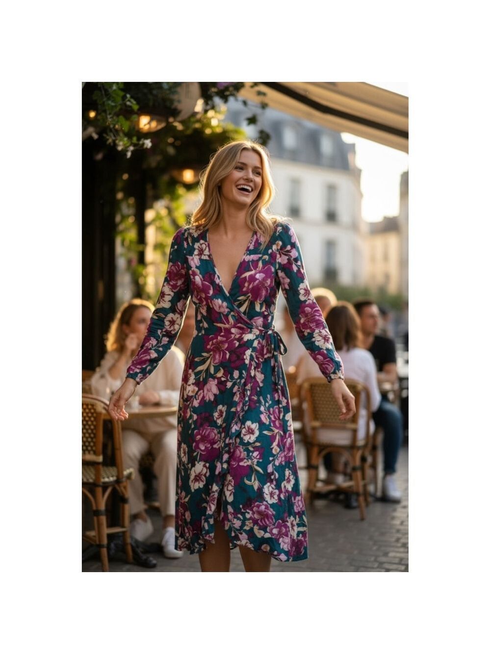 Band of the Free Floral Long Sleeve Wrap Maxi Dress Size L